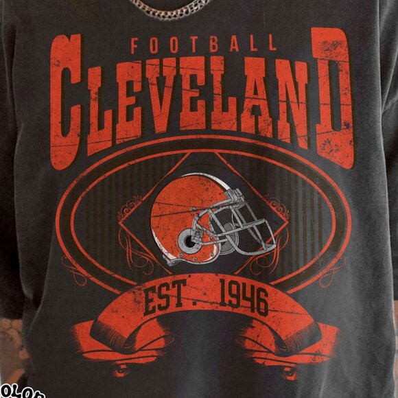 Cleveland Football Classic-Inspired Look Comfort Colors T-Shirt 159 - Picture 2 of 5